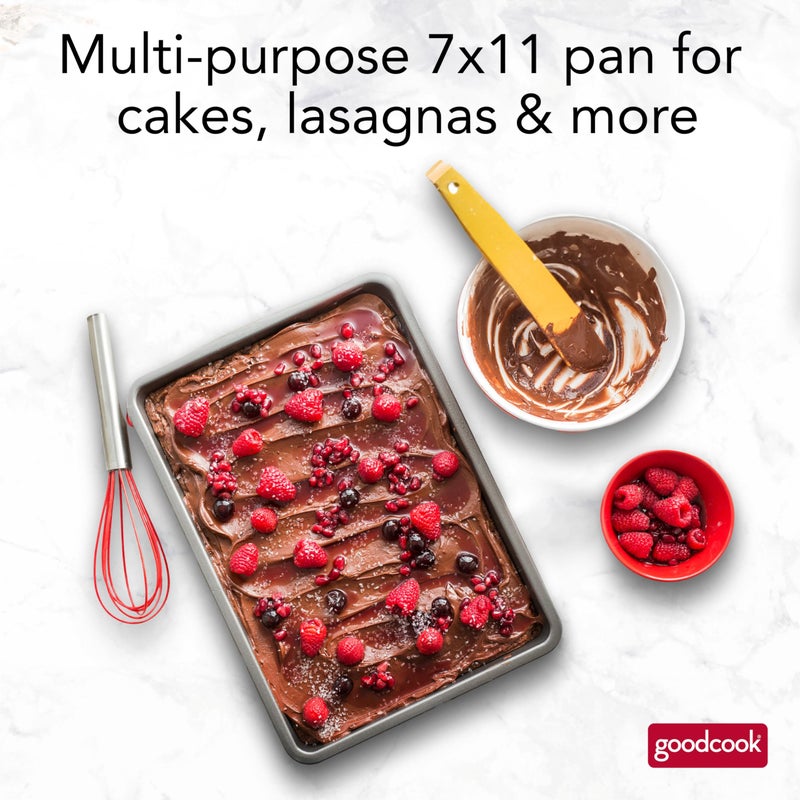 GoodCook 11" x 7" Nonstick Steel Cake Baking Pan, Multipurpose Nonstick Baking Pan for Brownies, Biscuits, and Cake, Gray - Image 3